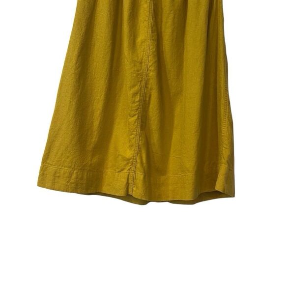 Madewell Womens Button Front Midi Skirt Size 4 Small Linen Blend Mustard Yellow - Picture 5 of 11